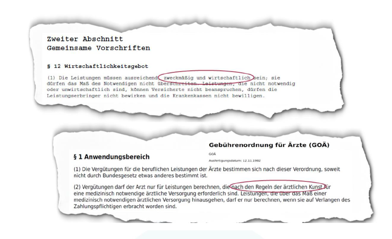 Gesetzestext §12 SGB V und §1 GOÄ